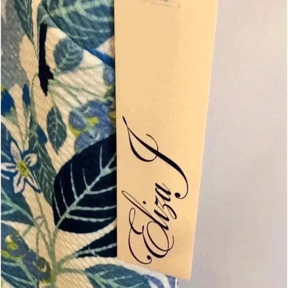 Eliza J NWT Dress Women Sheath Blue Lime Green Floral Sleeveless Size 8 - Picture 4 of 9